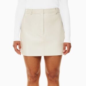 New | Aritzia Babaton Cream Faux Leather Skirt with Tags